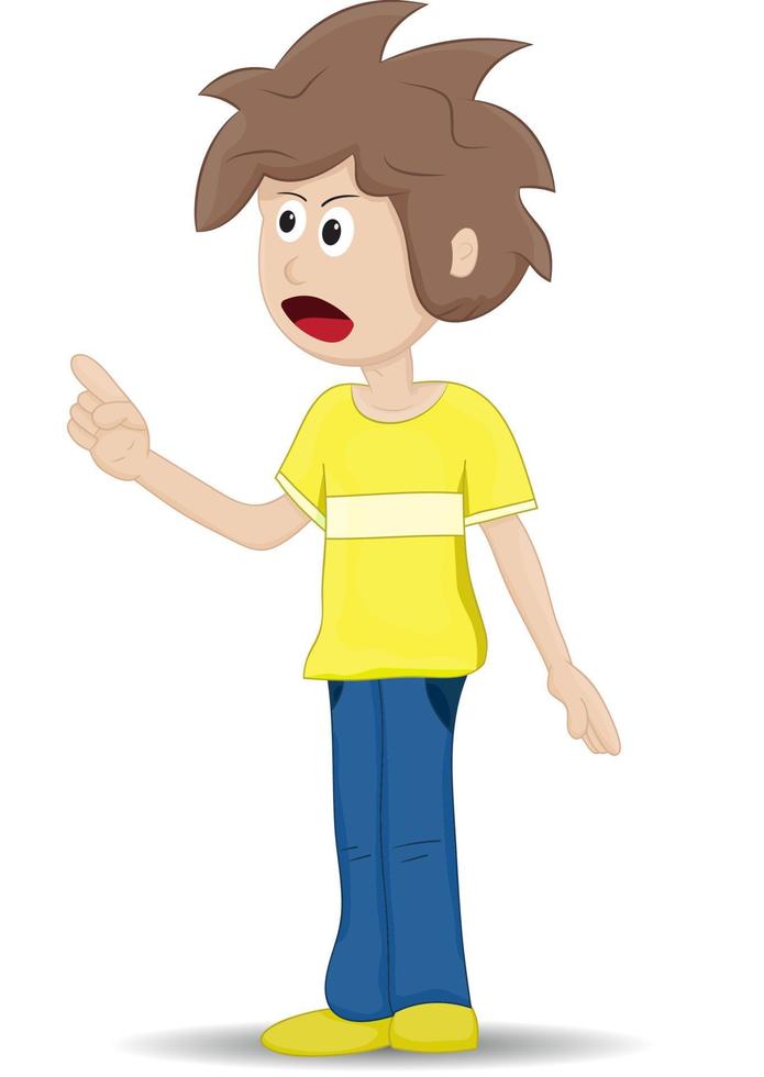 cartoon young teenager pointing hand vector