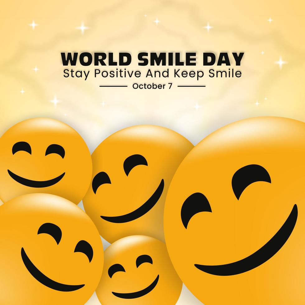 World smile day background with smiling faces vector