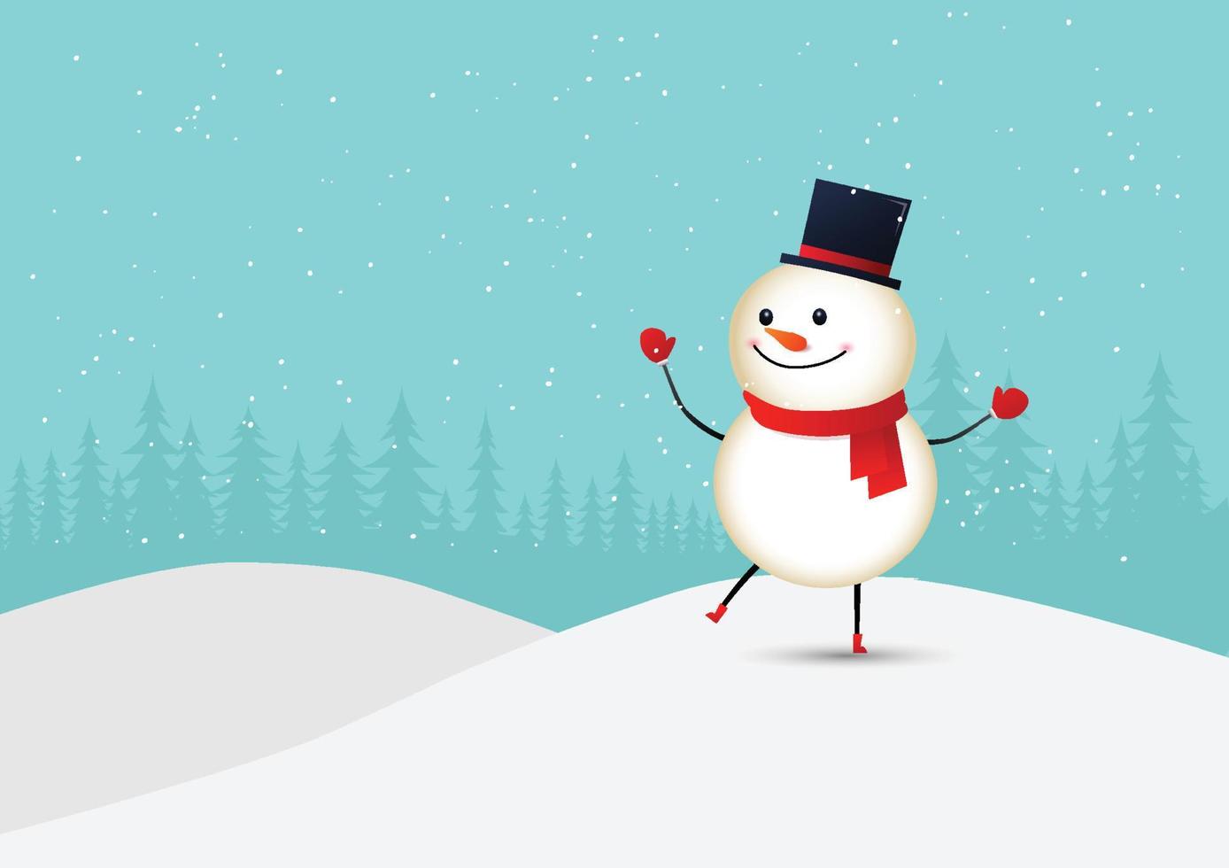 Vector ilustration cute smiling snowman.