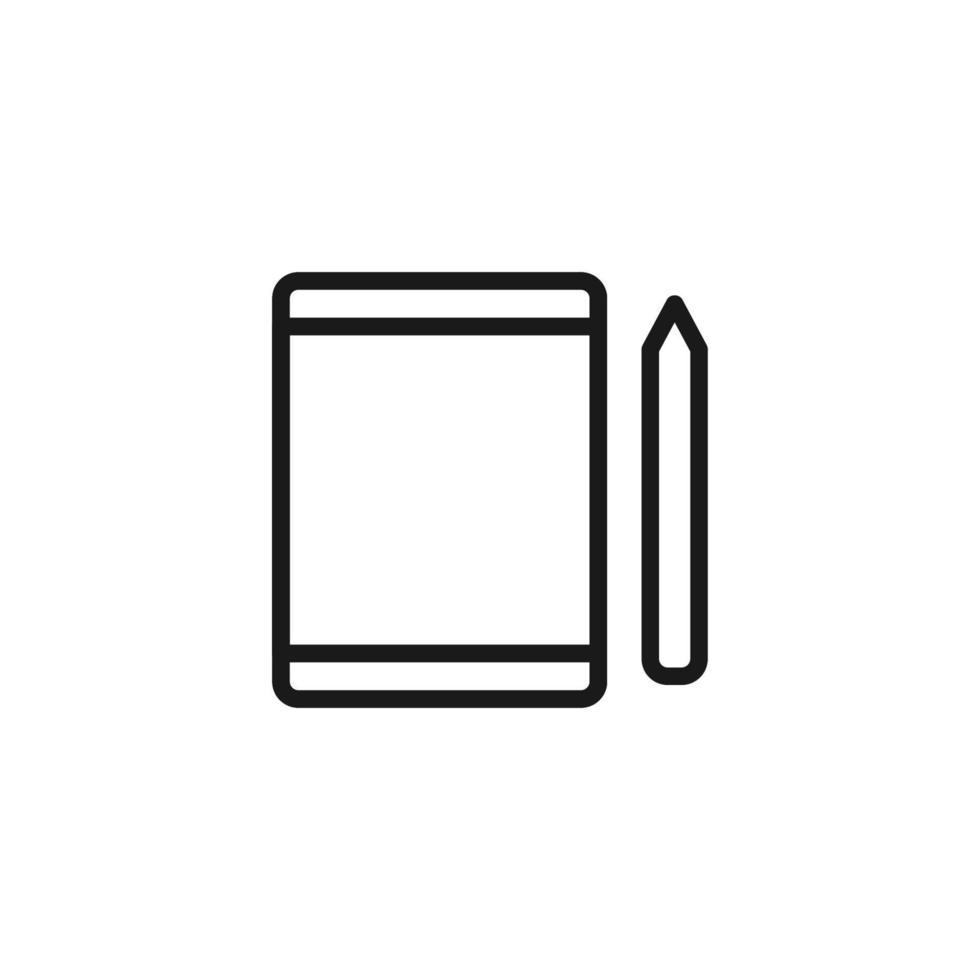 Electronic devices concept. Monochrome illustration drawn with thin line. Perfect for internet resources, stores, books, banner. Line icon of graphic tablet with stylus vector