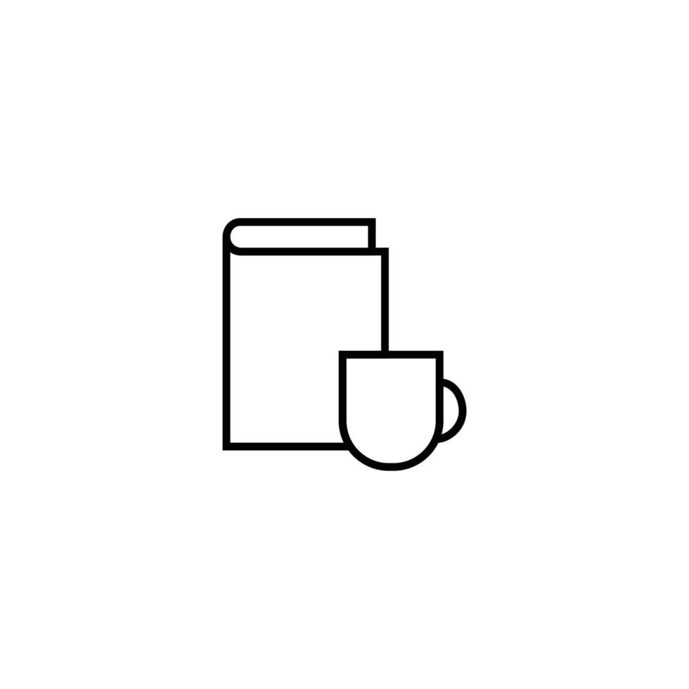 Modern outline signs suitable for internet pages, applications, stores etc. Editable strokes. Line icon of cup next to book vector
