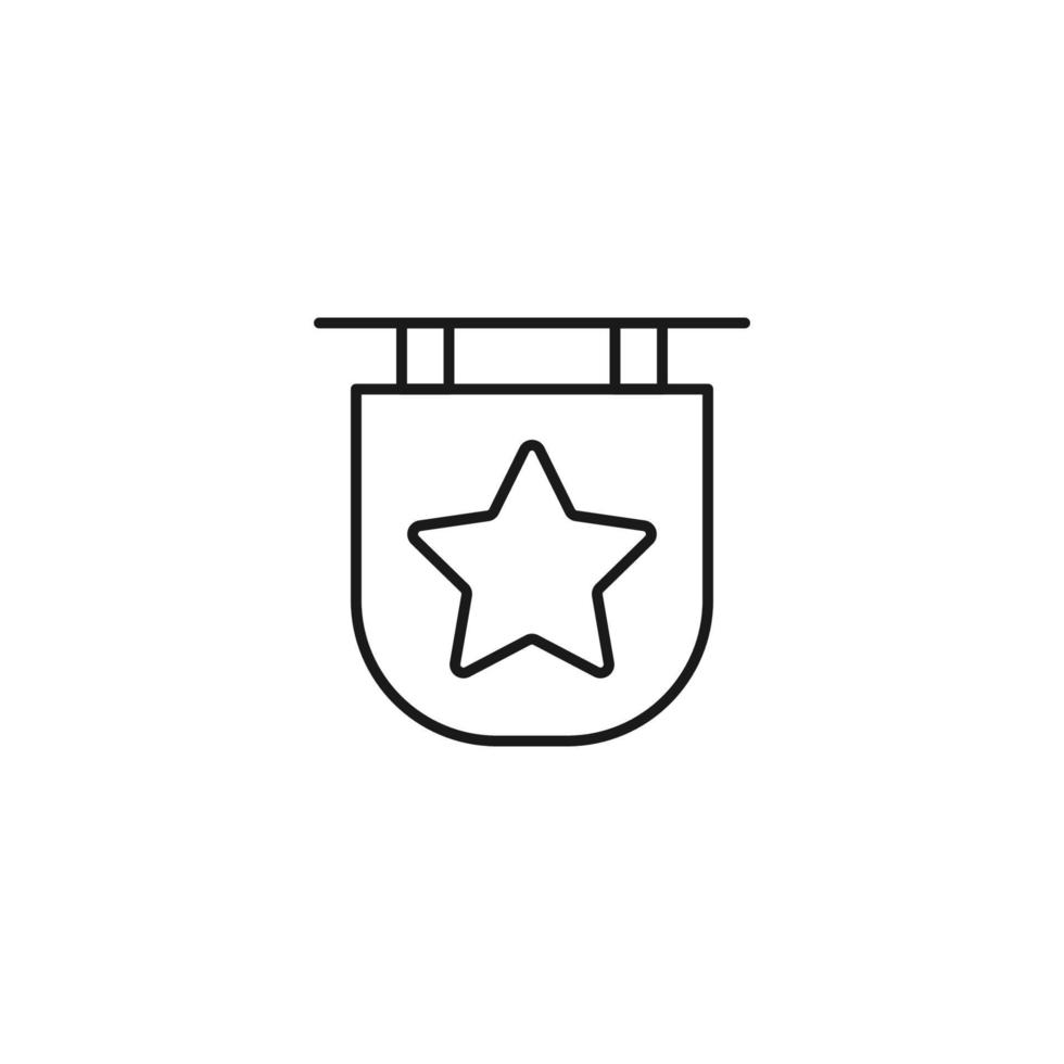 Signboard for shops and stores. Monochrome sign and editable stroke. Suitable for advertisement, books, internet sites, apps. Vector line icon of star on signboard