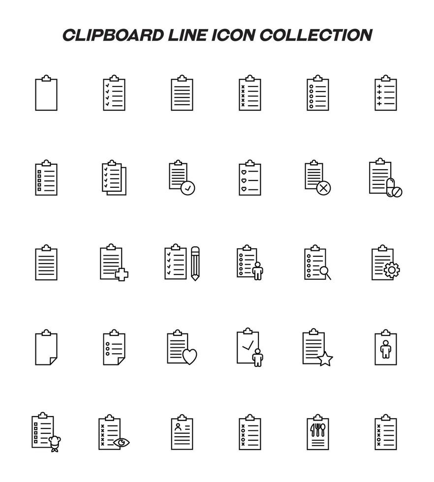 Writing board line icon set. Collection of editable strokes for web sites, applications, advertisements. Line icons of various clipboards for education, university, work and business vector