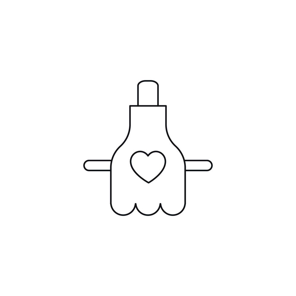 Romance and love concept. Outline sign drawn in flat style. Line icon of heart on kitchen apron vector