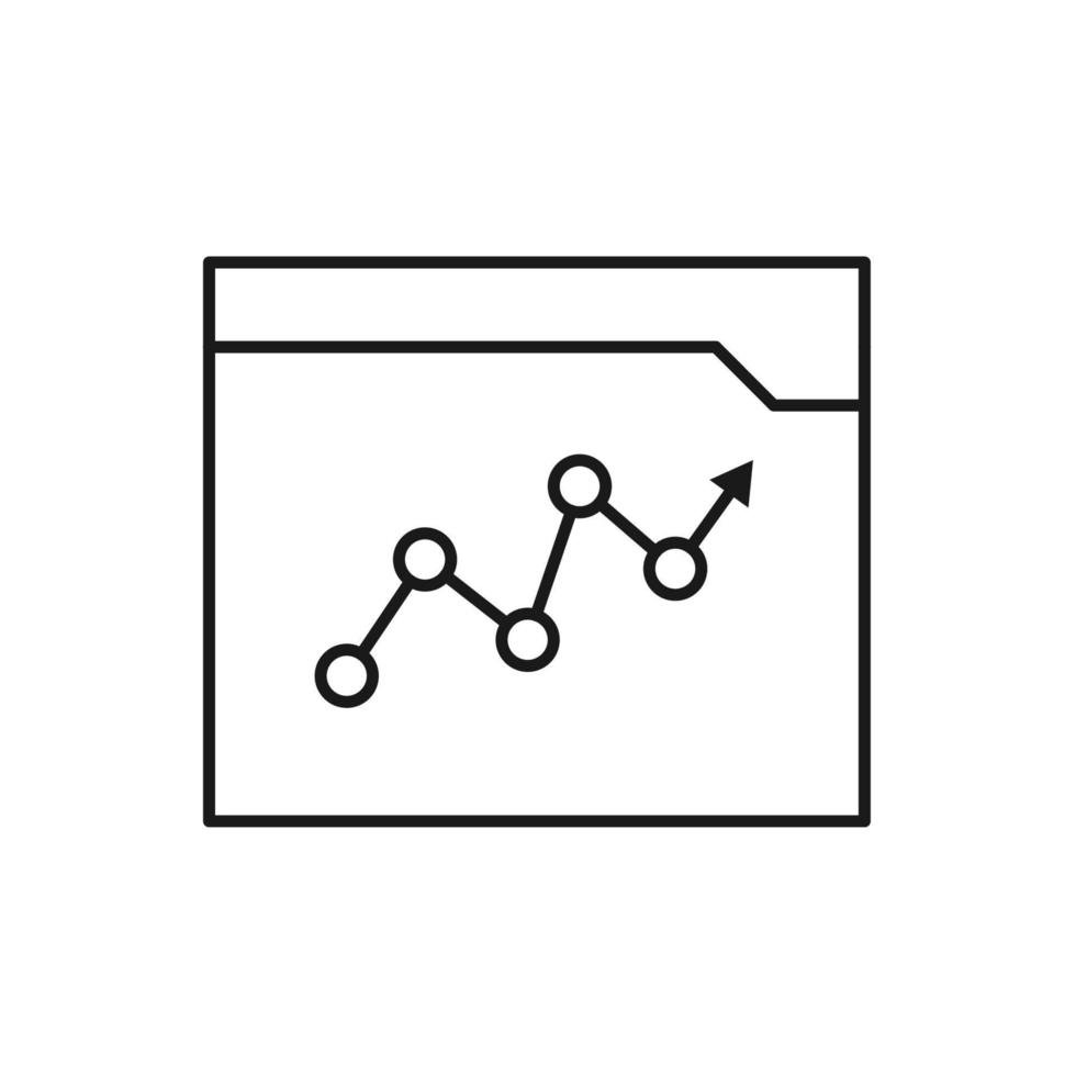 símbolo de contorno vectorial adecuado para páginas de Internet, sitios, tiendas, tiendas, redes sociales. trazo editable. icono de línea del diagrama de progreso en la carpeta de la computadora vector