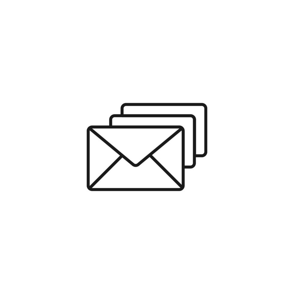 signo monocromático de correo y carta. símbolo de contorno dibujado con línea fina negra. adecuado para sitios web, aplicaciones, tiendas, tiendas, etc. icono vectorial de pila de sobres vector