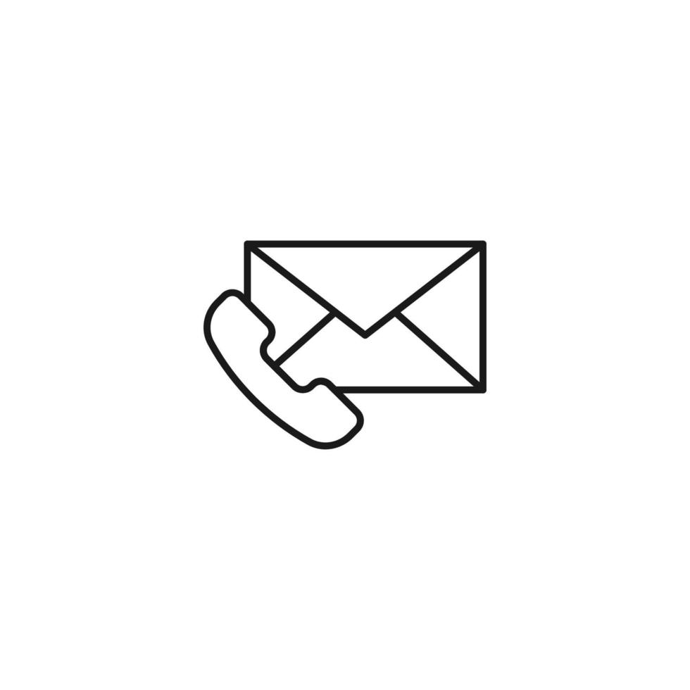 Contact us concept. Signs and symbols of interface. Editable strokes. Suitable for apps, web sites, stores, shops. Vector line icon of phone next to envelope