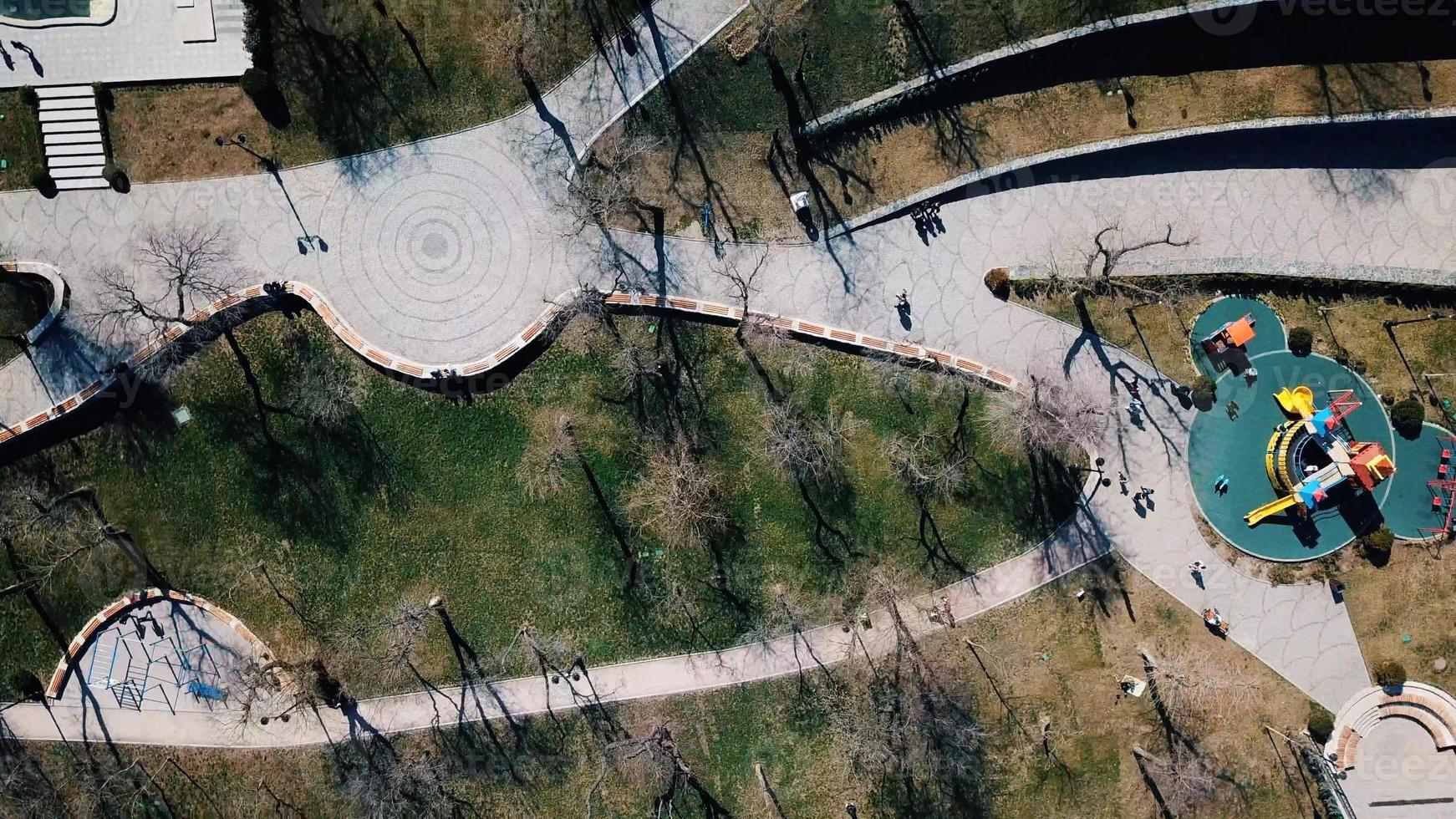 Aerial view of city park. photo