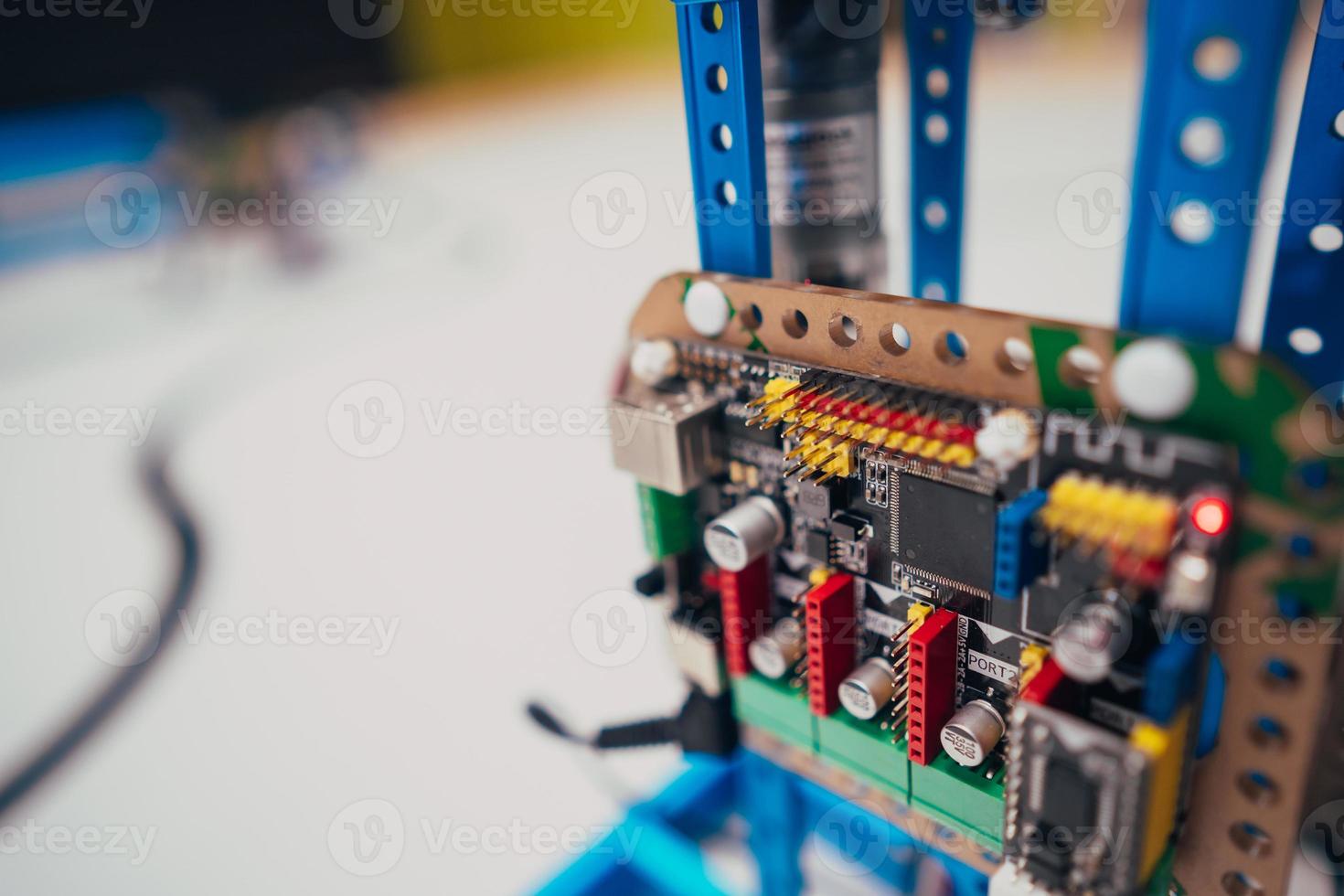 Electronic circuit board with processor and wires photo