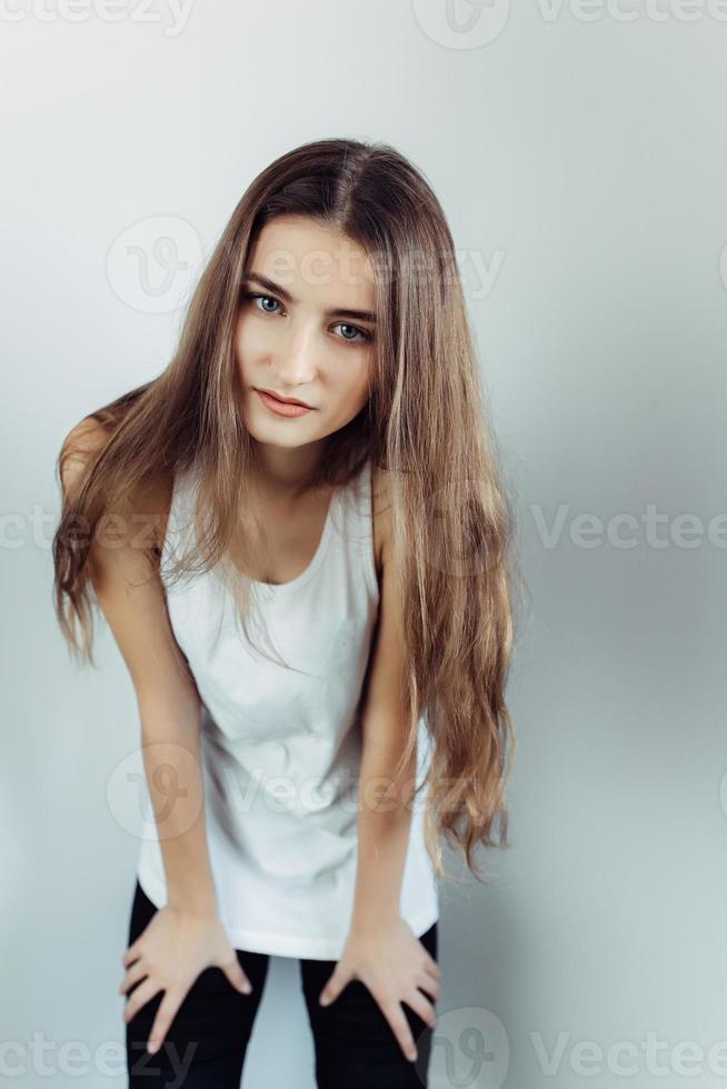 Young beautiful woman modeling photo