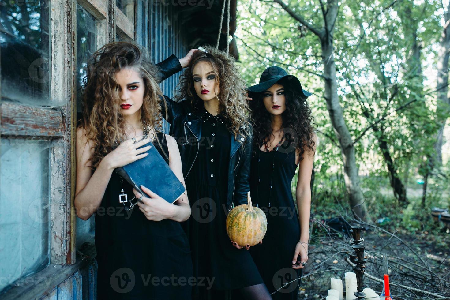 three vintage women as witches photo