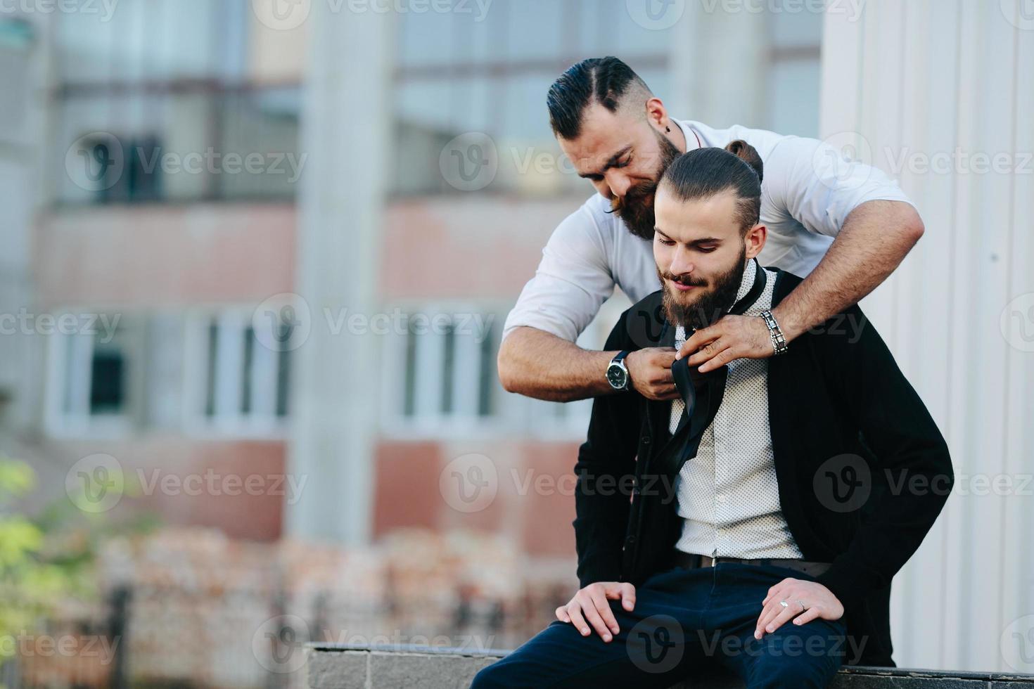 two businessmen prepared to work photo