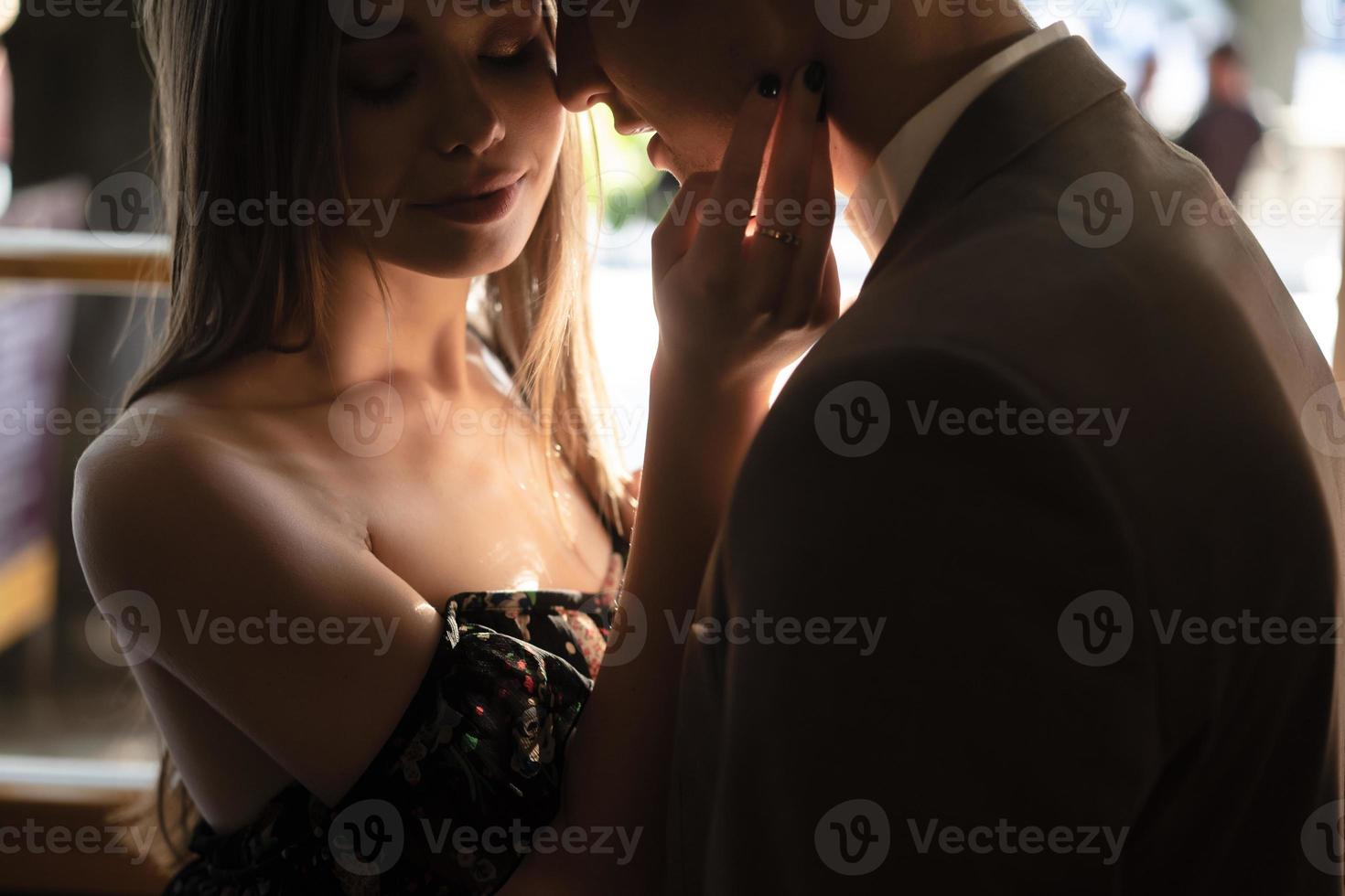 Young couple posing at the camera photo