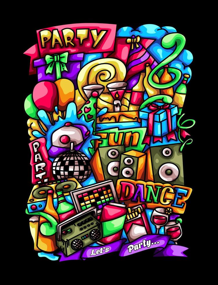 PARTY DOODLE ILLUSTRATION vector