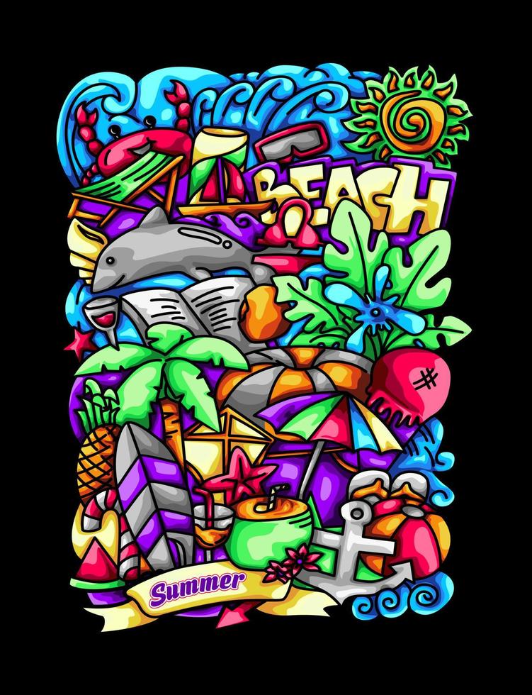SUMMER DOODLE ILLUSTRATION vector
