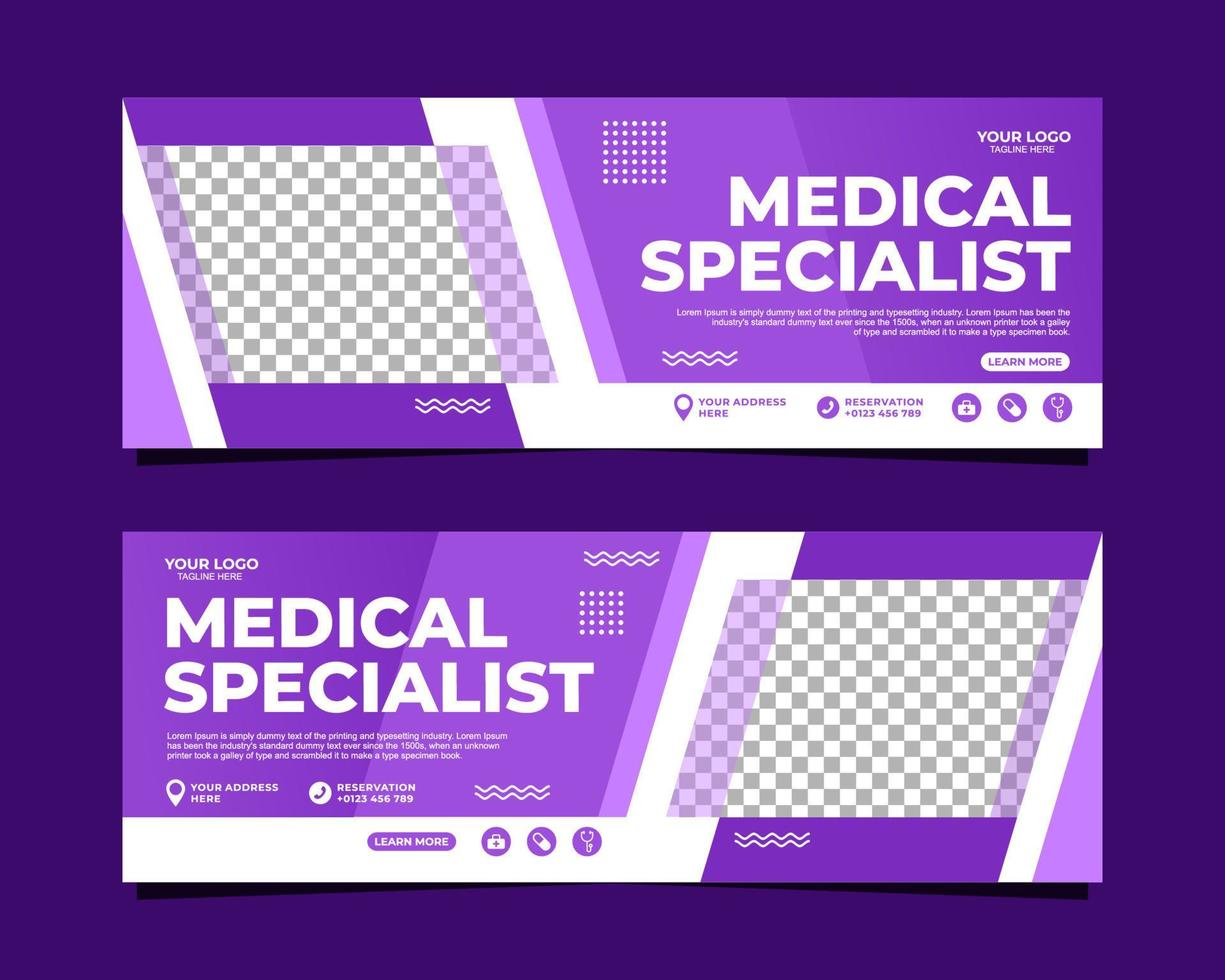 plantilla de banner web de especialista médico vector