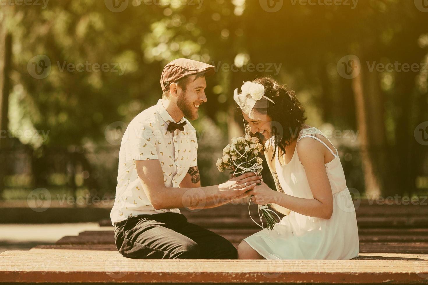 beautiful couple in park photo