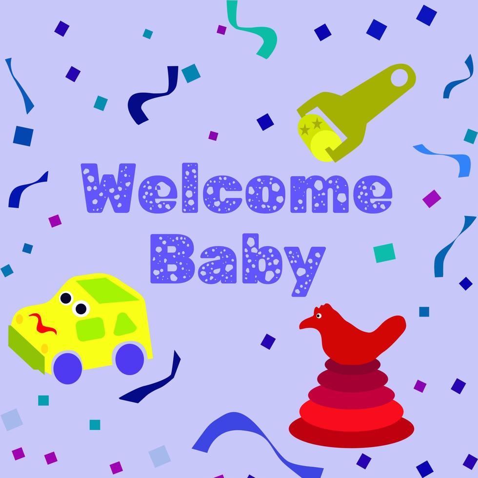 vector editable baby welcome card