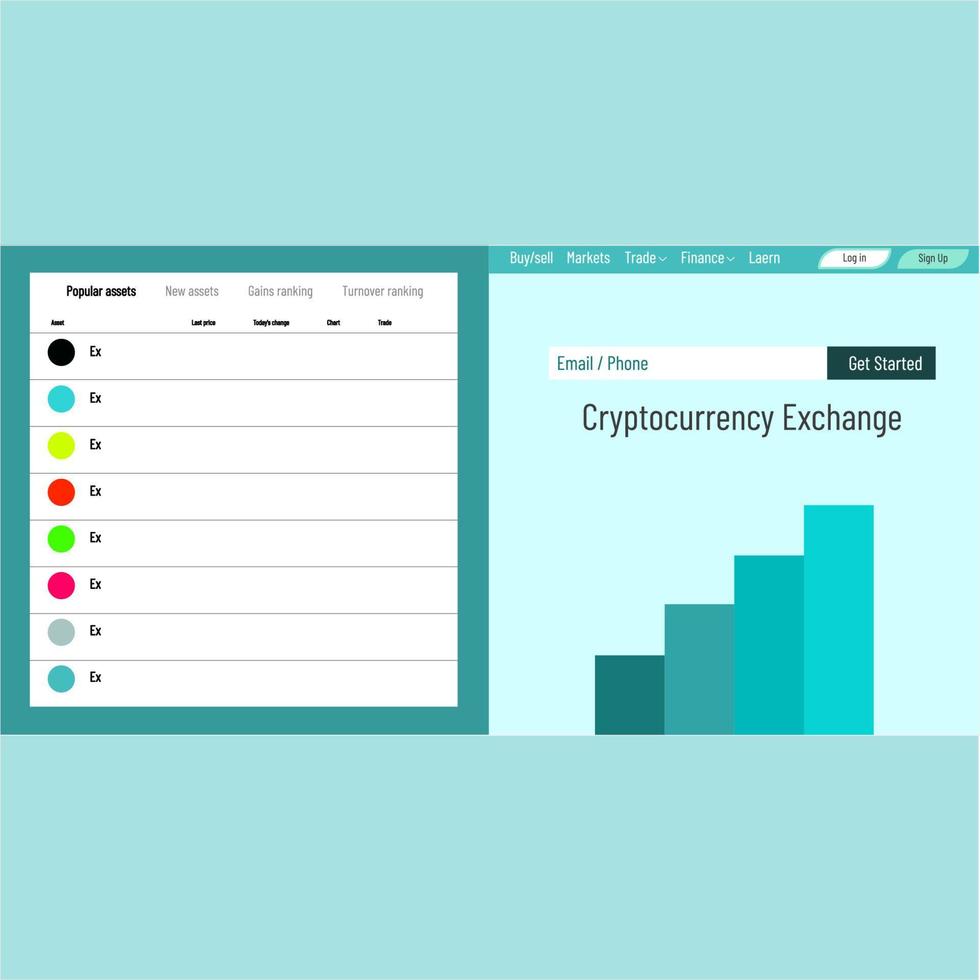 home page tamplate finance Cryptocurrency Exchange vector