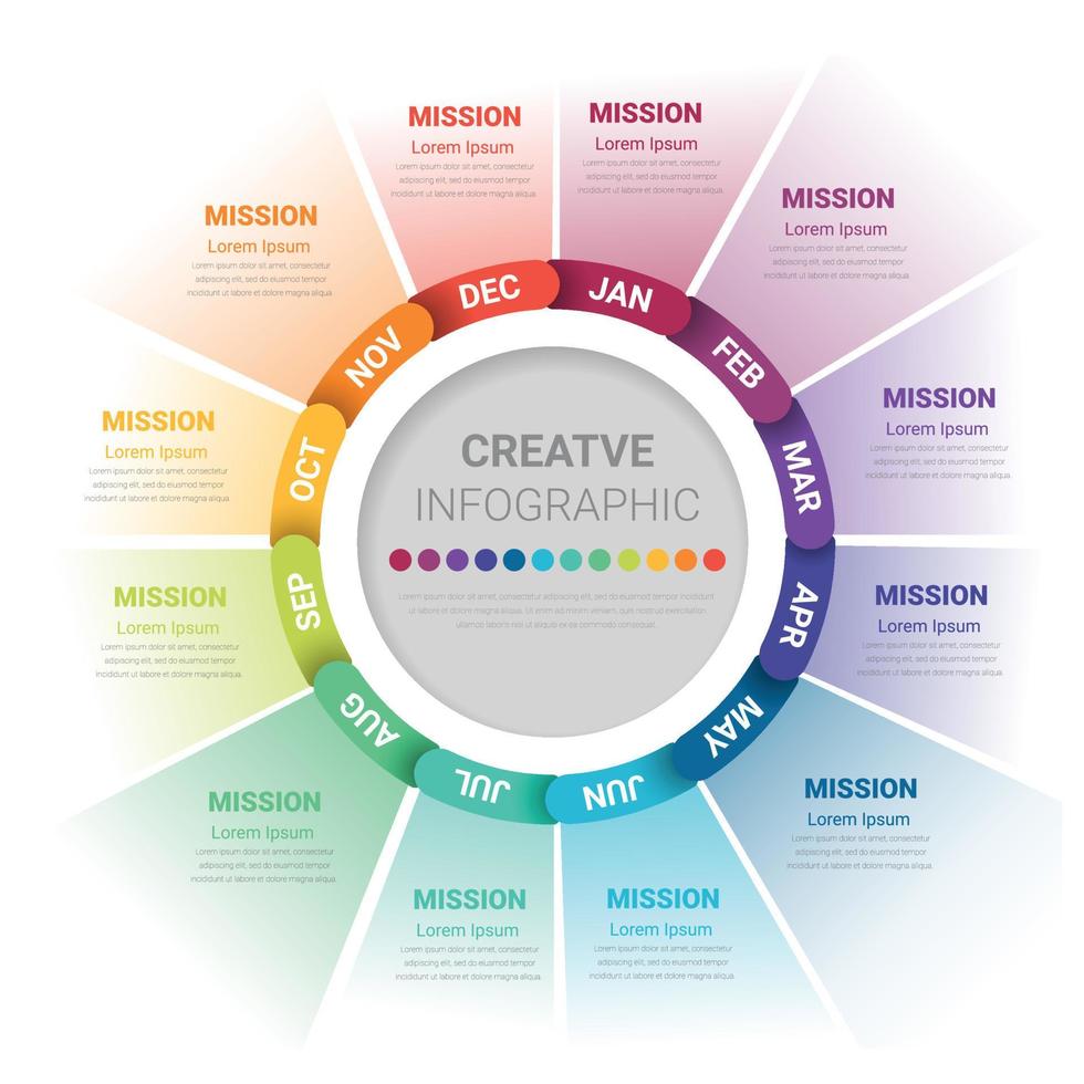 Infographic circle design for 12 steps vector