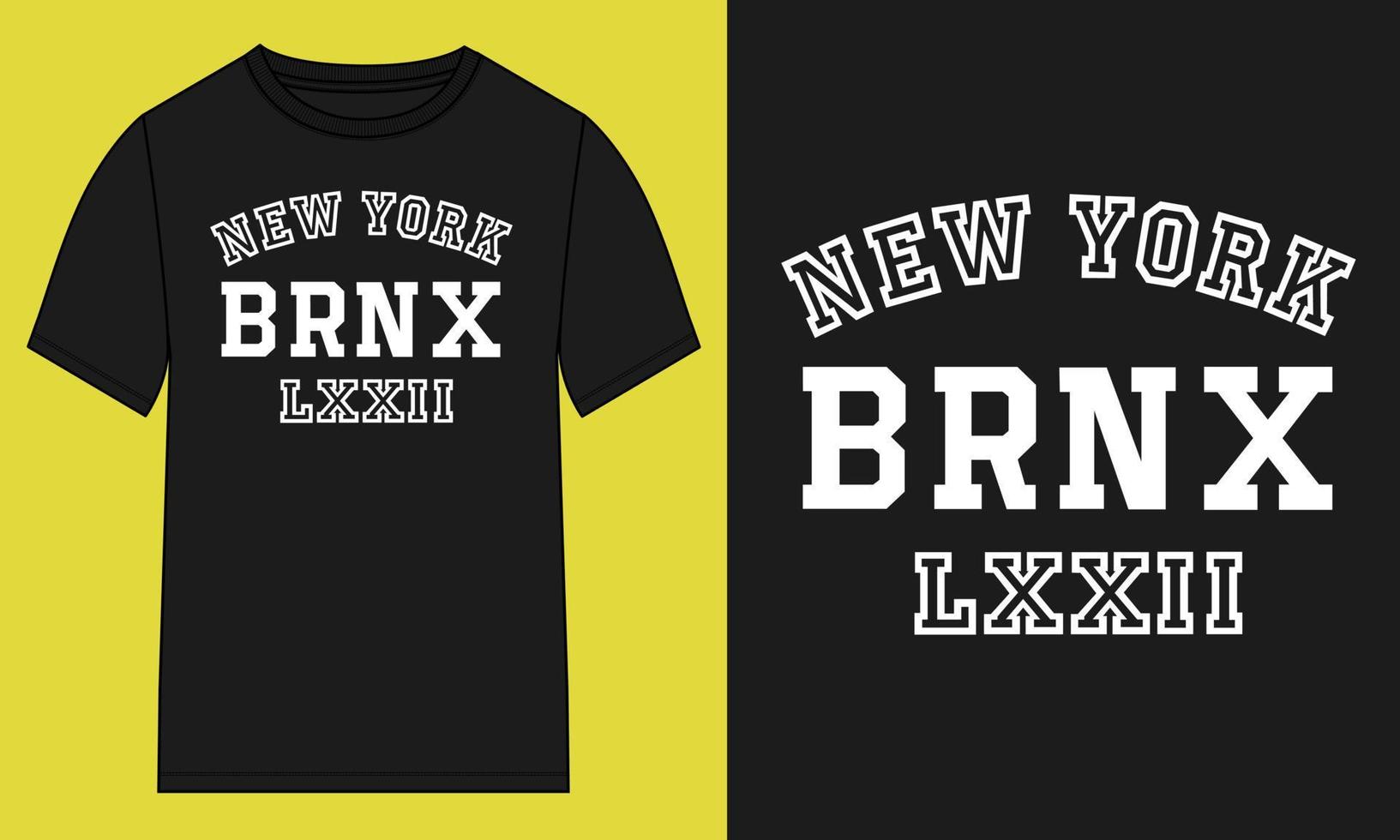 Template of design for t-shirt with new york brnx lettering, vector illustration