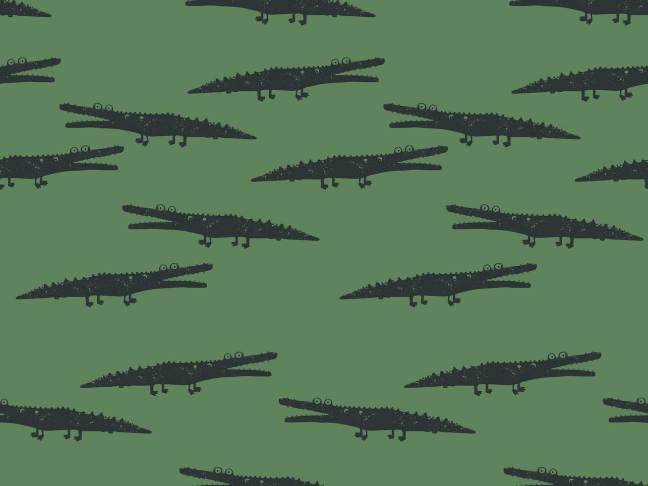 Flat style Cartoon Crocodile Seamless Vector pattern isolated on Green background. Design for use Textile all over fabric wrapping paper and others.