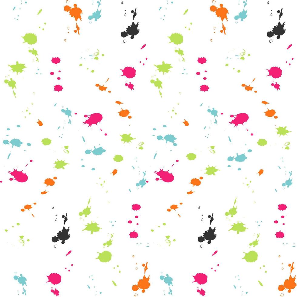 Ink splash seamless vector pattern isolated on White background. Design for use backdrop wrapping paper all over textile fabric print and others