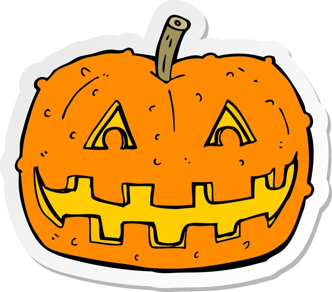 sticker of a cartoon pumpkin vector