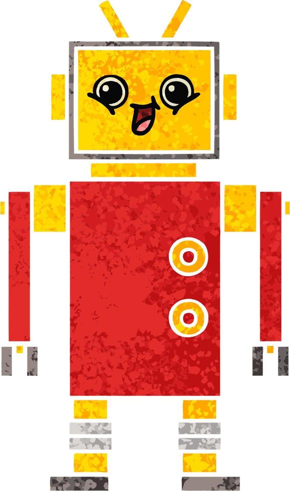 retro illustration style cartoon robot vector