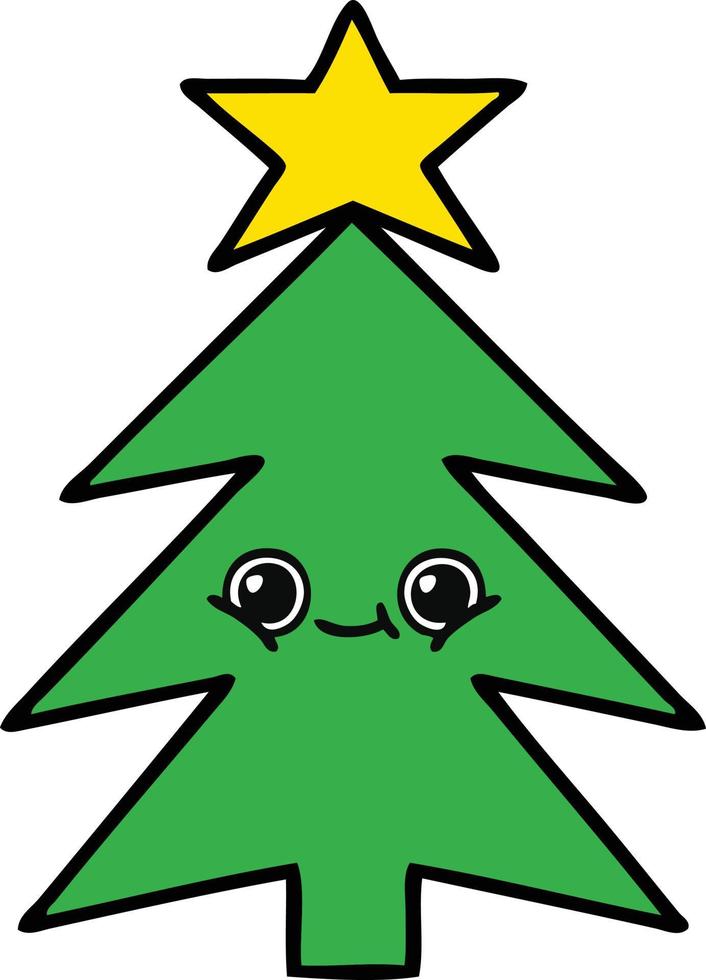 lindo árbol de navidad de dibujos animados vector