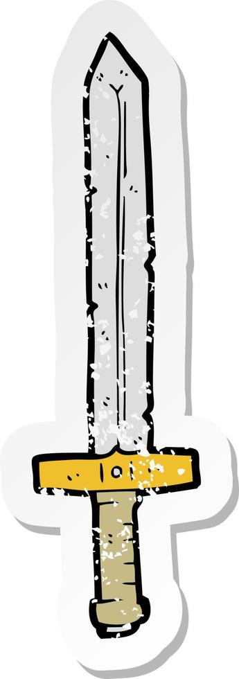 retro distressed sticker of a cartoon sword vector