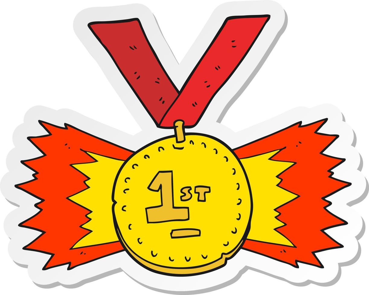 sticker of a cartoon first place medal vector