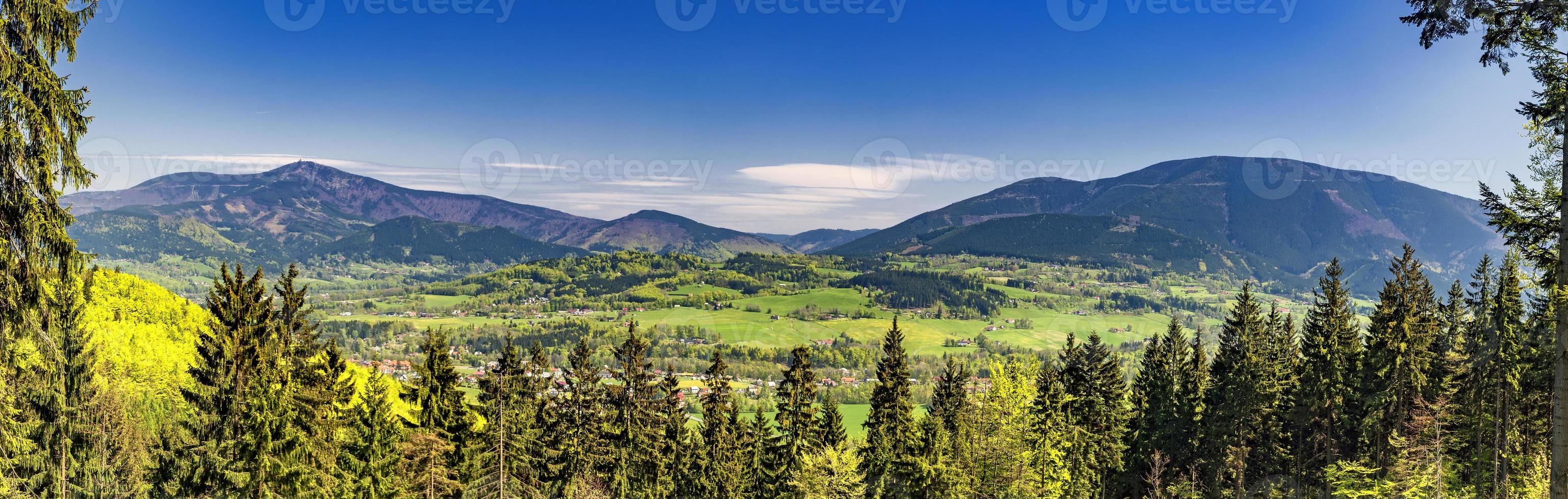 Panoramic view of the Beskydy mountains from the Czech Republic photo