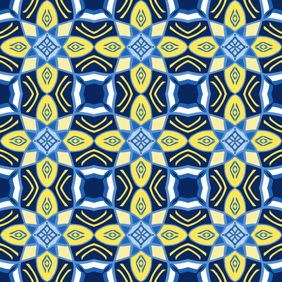 Geometric Seamless Pattern with Tribal Shape. Colorful pattern designed in Ikat, Aztec, Moroccan, Islamic, Luxury Arabic Style. Ideal for Fabric Garment, Ceramics, Wallpaper. Vector Illustration.