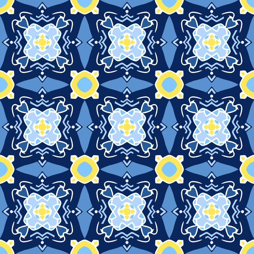 Geometric Seamless Pattern with Tribal Shape. Colorful pattern designed in Ikat, Aztec, Moroccan, Islamic, Luxury Arabic Style. Ideal for Fabric Garment, Ceramics, Wallpaper. Vector Illustration.