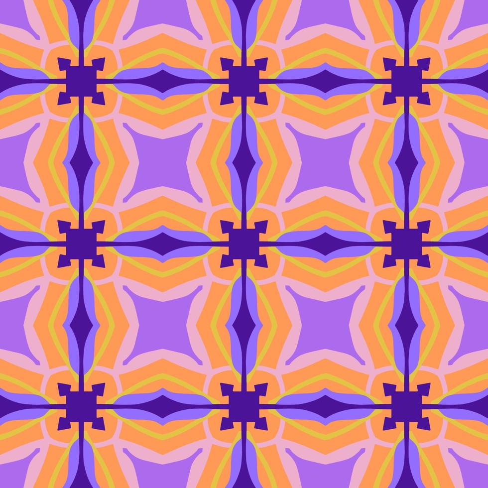 Geometric Seamless Pattern with Tribal Shape. Colorful pattern designed in Ikat, Aztec, Moroccan, Islamic, Luxury Arabic Style. Ideal for Fabric Garment, Ceramics, Wallpaper. Vector Illustration.