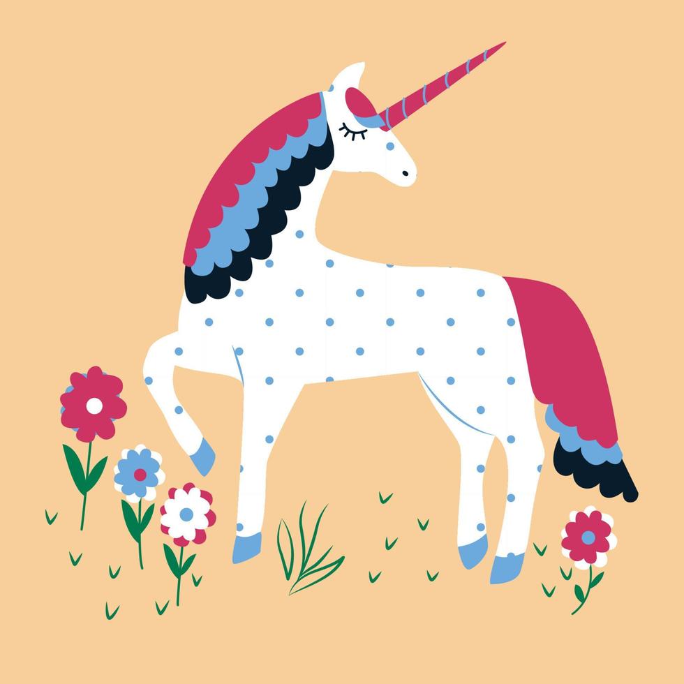 unicorn on flower fields vector