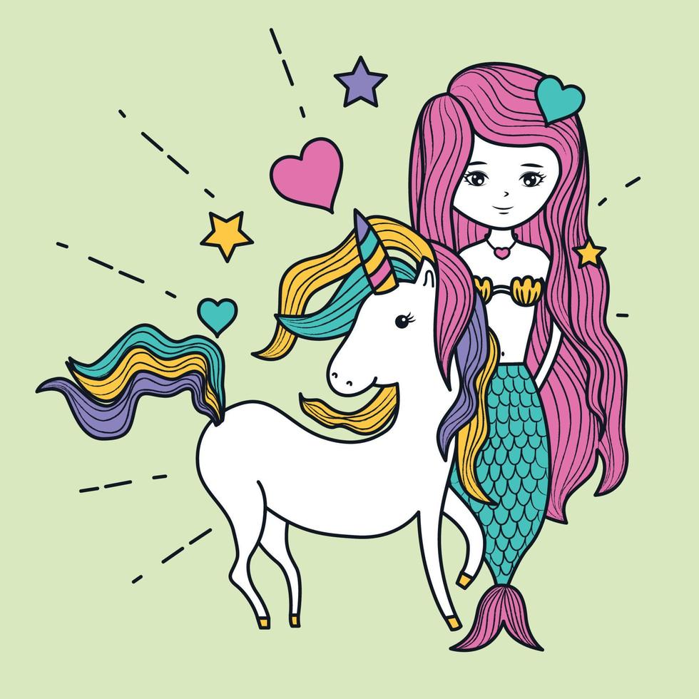 unicorn and mermaids vector