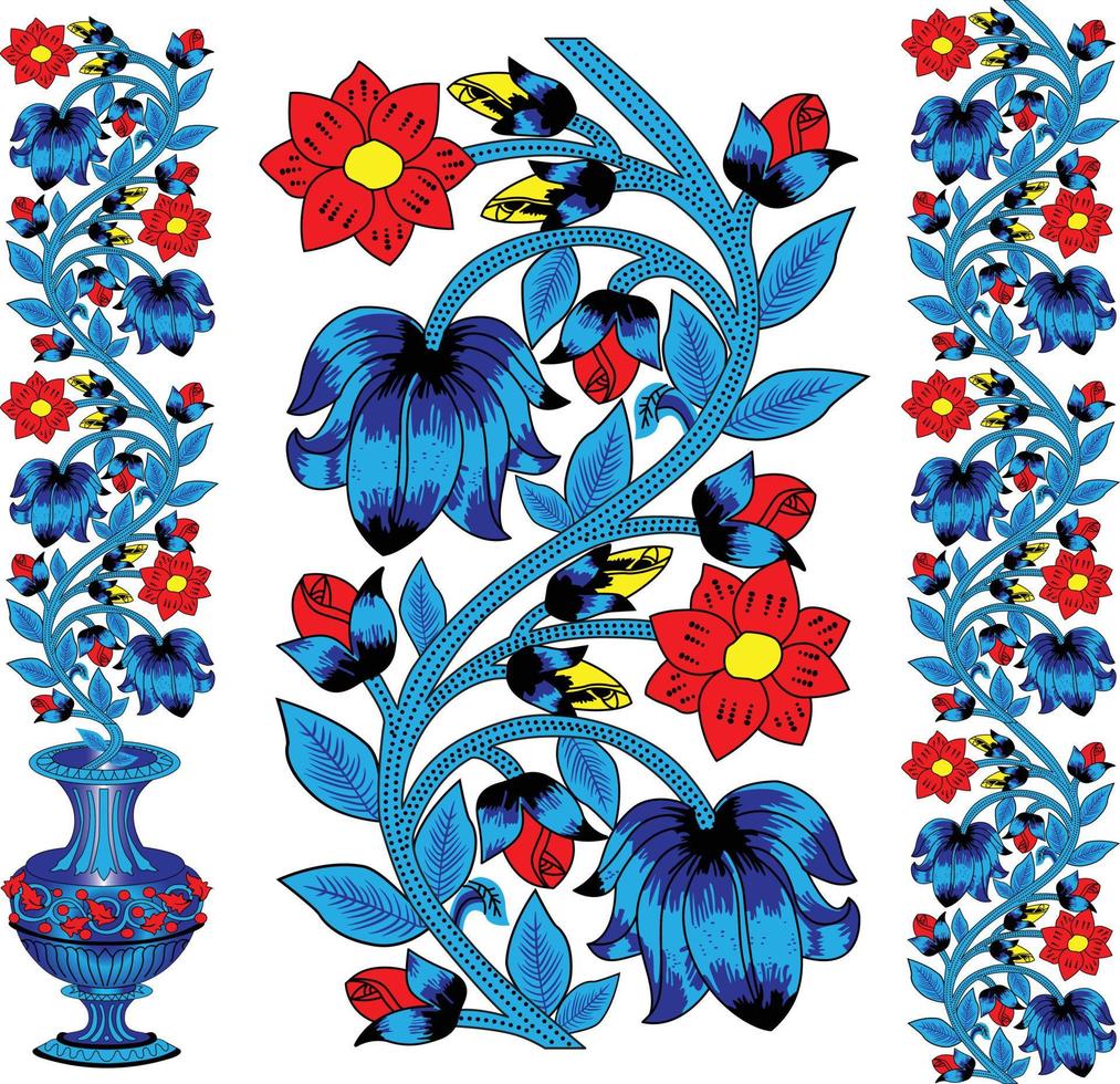 diseño de flores patrón. diseño de flores de la puerta principal vector de diseño de flores de patrón de azulejos