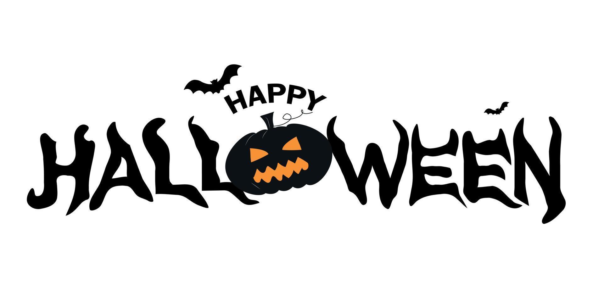 halloween text banner pumpkin vector
