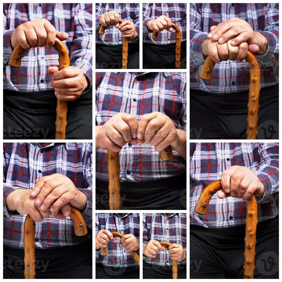 Collage hands and stick photo