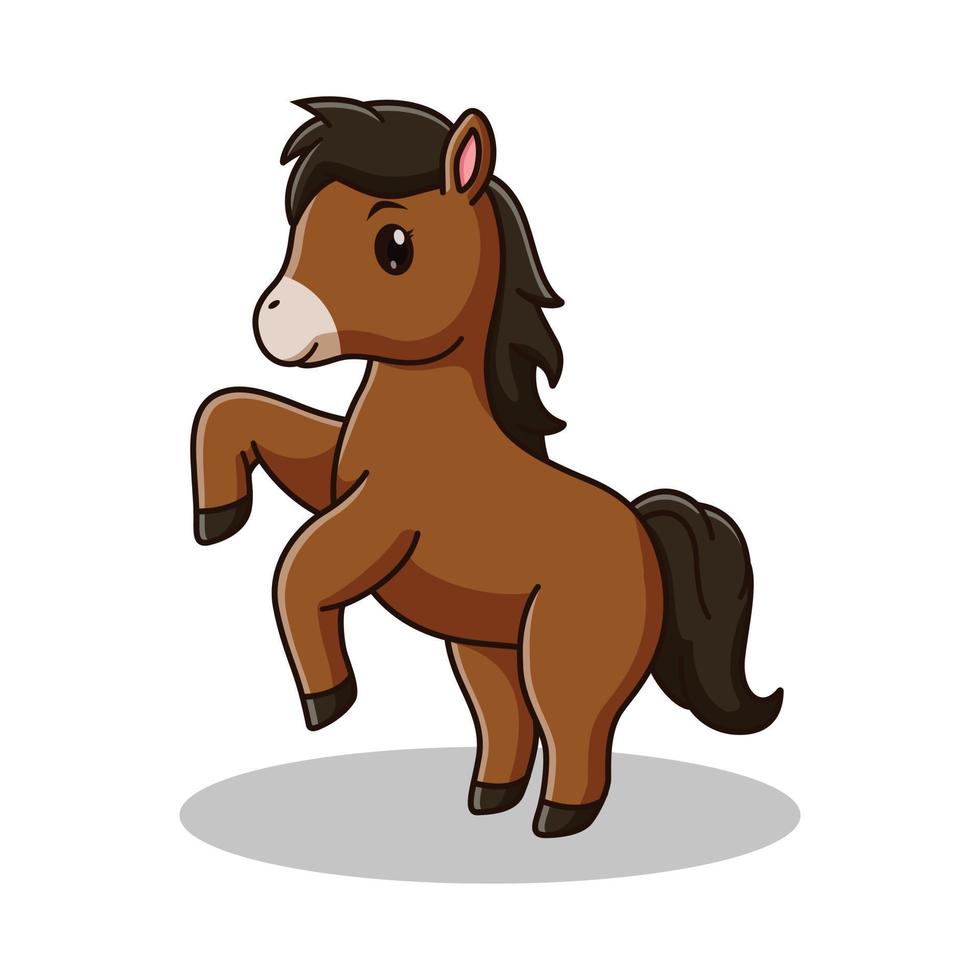 lindo caballo de dibujos animados aislado sobre fondo blanco. concepto de icono de caballo. estilo de dibujos animados plana. adecuado para página de inicio web, pancarta, volante, pegatina, tarjeta vector