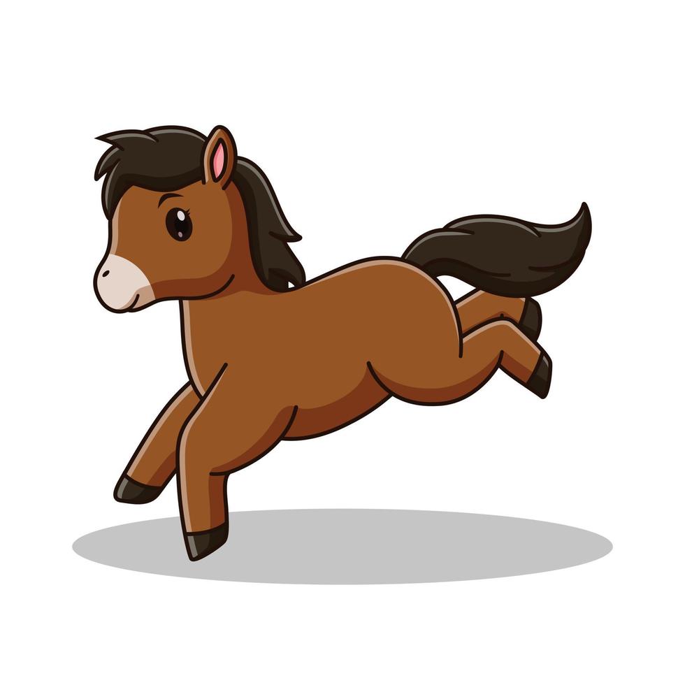 lindo caballo de dibujos animados aislado sobre fondo blanco. concepto de icono de caballo. estilo de dibujos animados plana. adecuado para página de inicio web, pancarta, volante, pegatina, tarjeta vector