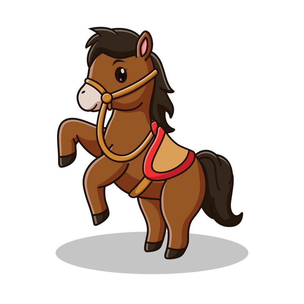 lindo caballo de dibujos animados aislado sobre fondo blanco. concepto de icono de caballo. estilo de dibujos animados plana. adecuado para página de inicio web, pancarta, volante, pegatina, tarjeta vector