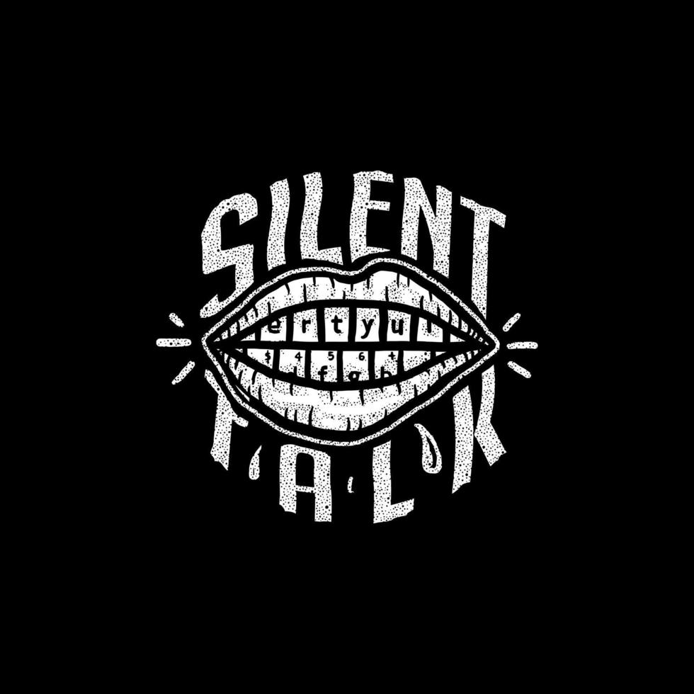 Vector drawing of silent talk, isolated on black background