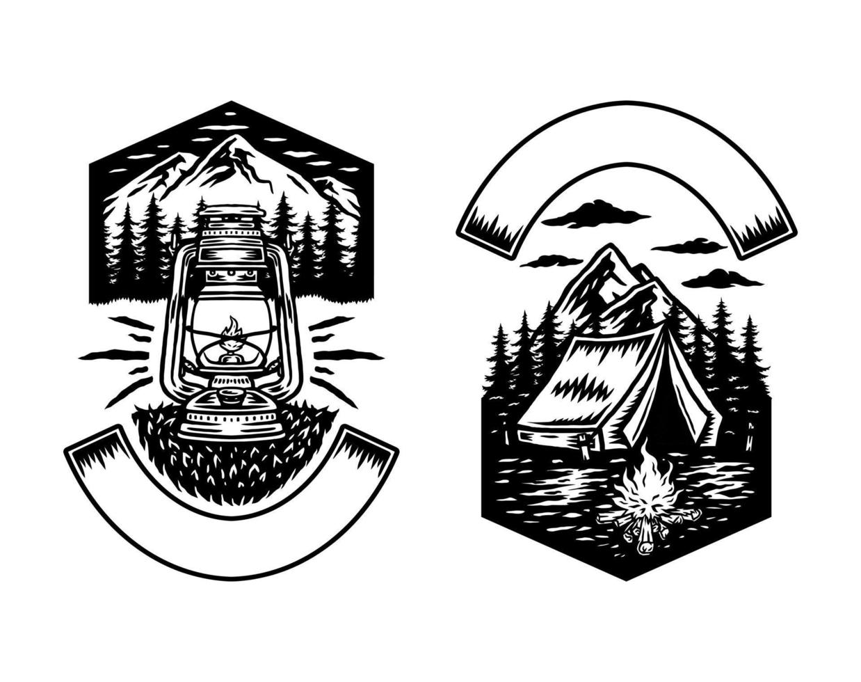Design outdoor adventure, hand drawn line art vector illustration