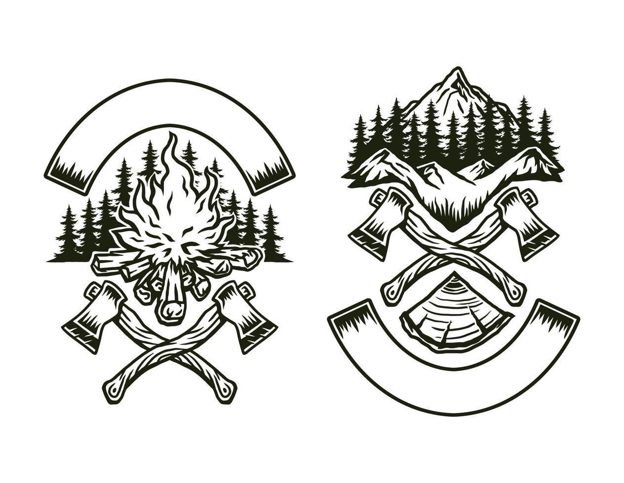 Design outdoor adventure, hand drawn line art vector illustration