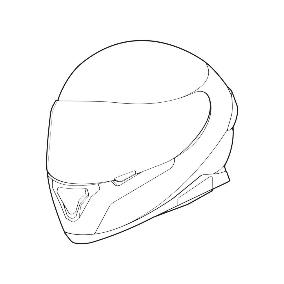 Template helmet full  face, line Art helmet Vector Illustration, Line art vector, helmet Vector