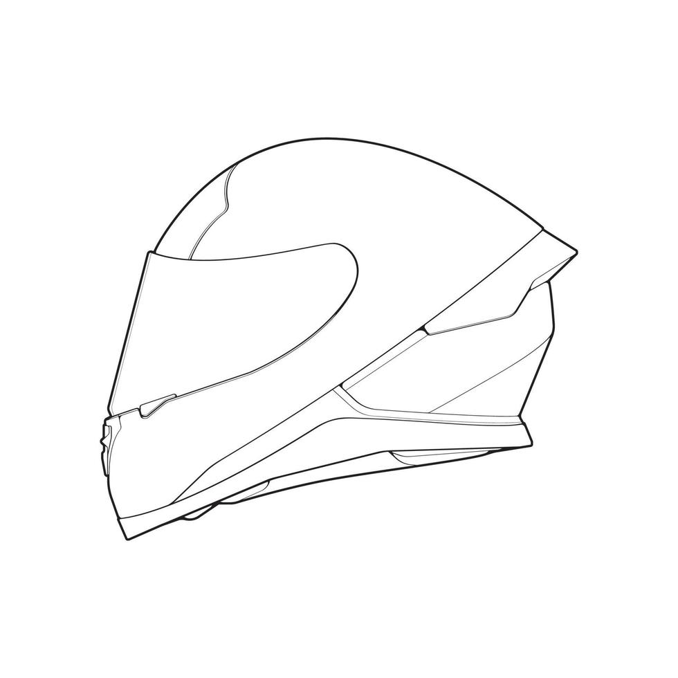 Template helmet full  face, line Art helmet Vector Illustration, Line art vector, helmet Vector