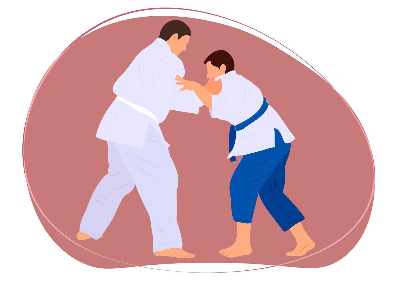 Athlete judoist, fighter in a duel, fight. Judo sport, martial art. Flat style. vector